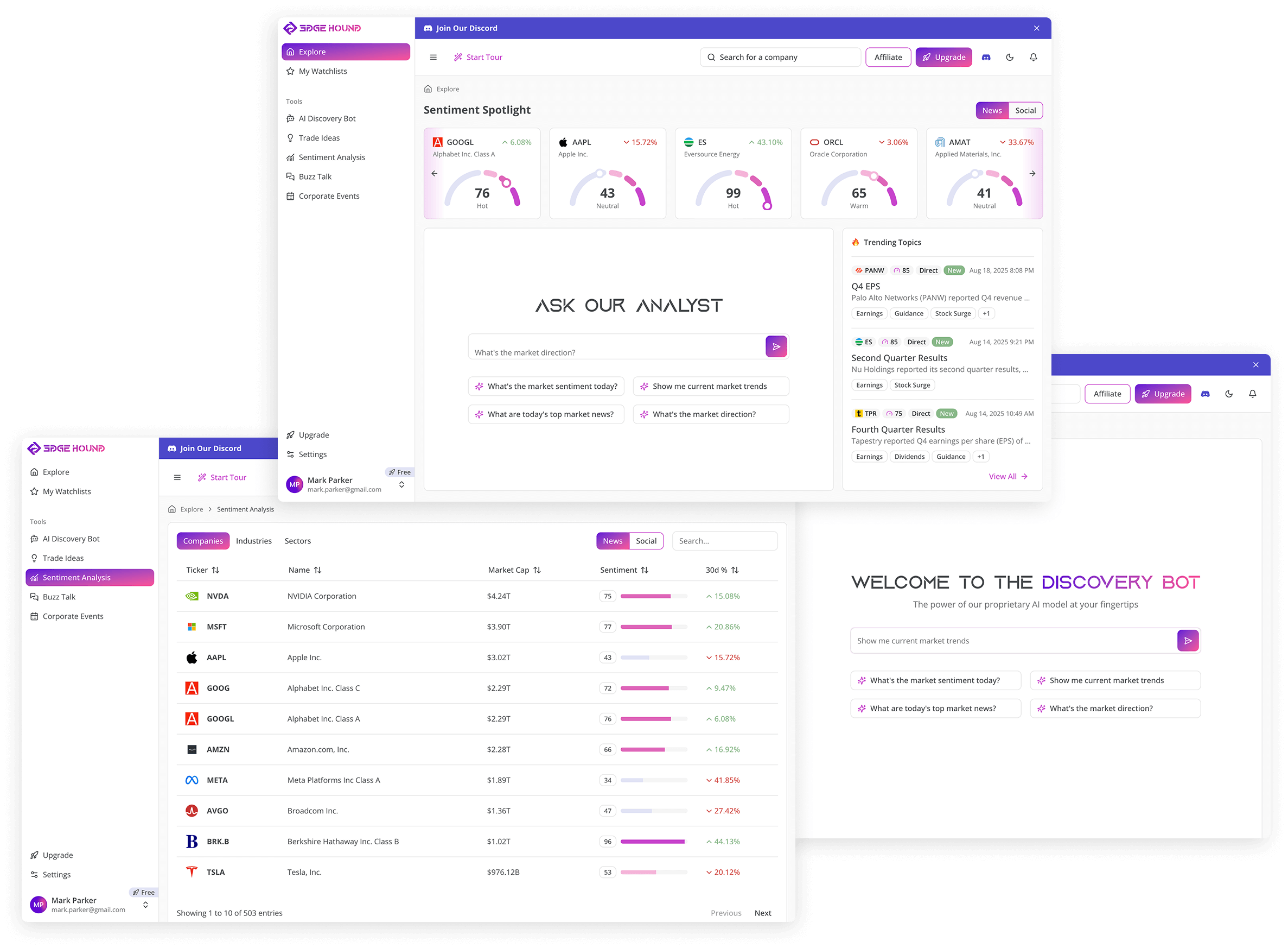 Edge Hound Application Screenshots